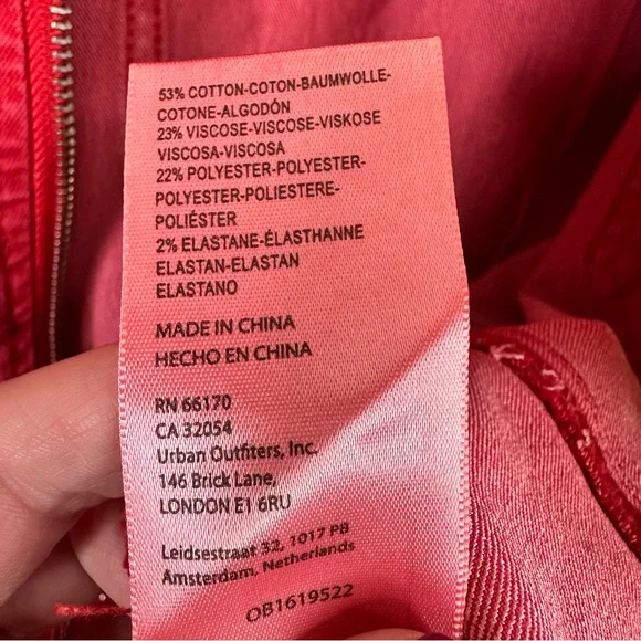 Free People Crvy size 10 Formula One Red Denim Zip Up Lennox Romper Shortsuit - Picture 11 of 11